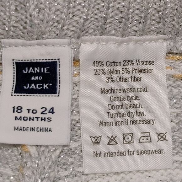 Janie & Jack Fair Isle Long Sleeve Top Winter Outfit Set White Baby Girl 18-24M - Picture 7 of 7